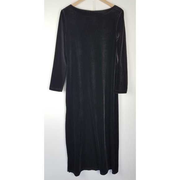 International Concepts Intimates Sz. M Black Velvet Long Sleeve Maxi Gown NWT - Picture 6 of 7